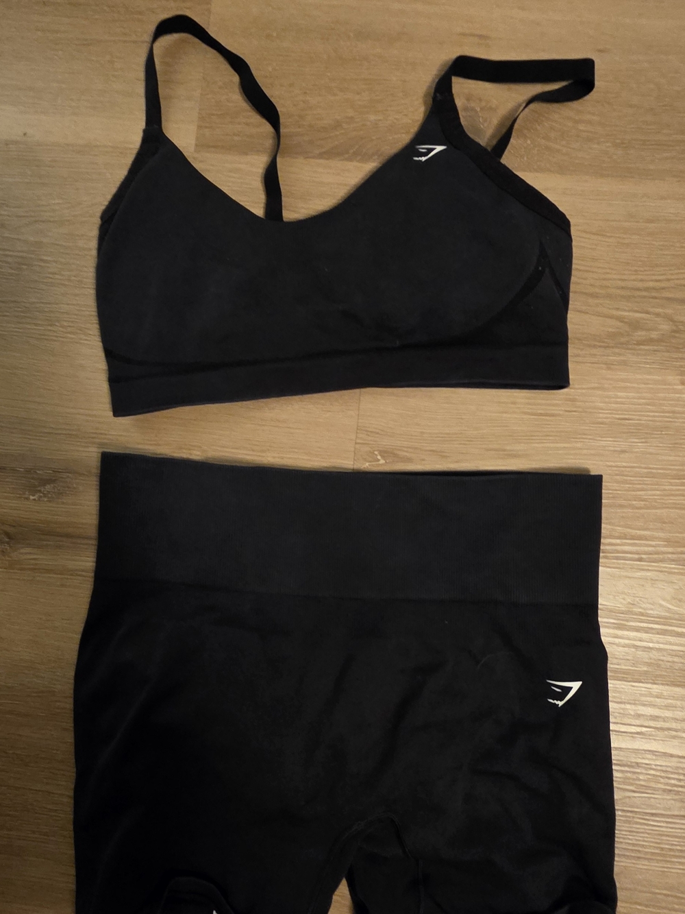 Gymshark Black Seamless Sports Bra and High-Waist Shorts Set